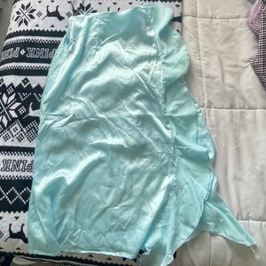 baby blue satin skirt with ruffles